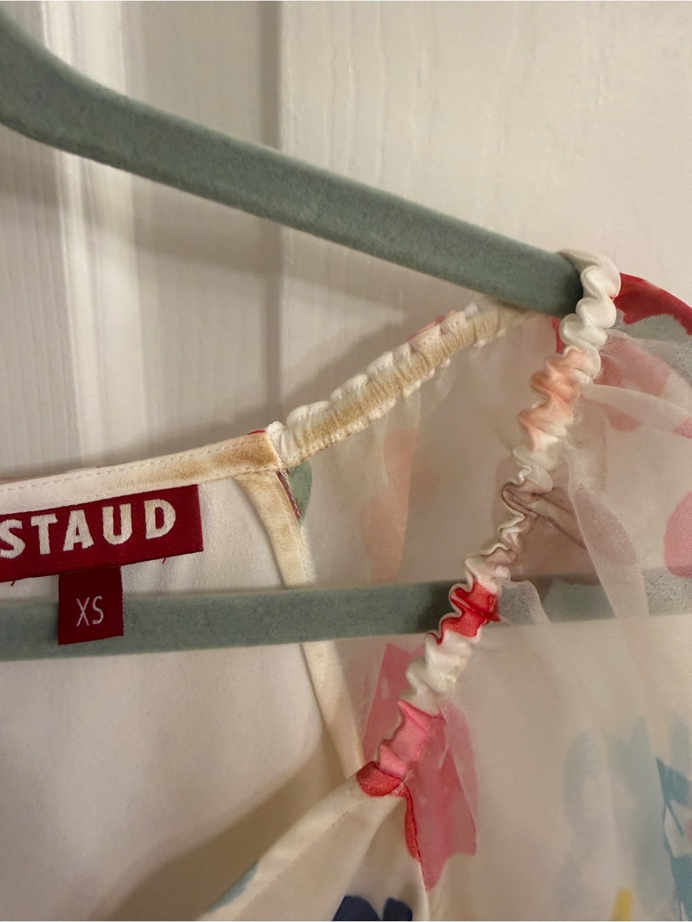 STAUD White Floral Multicolor Tiered Mini Dress - Picture 5 of 8
